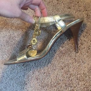 EUC Gold Coach Sandals with Charms